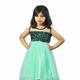 "Girls' Party Frock  Net & Sequence Fabric Pest"